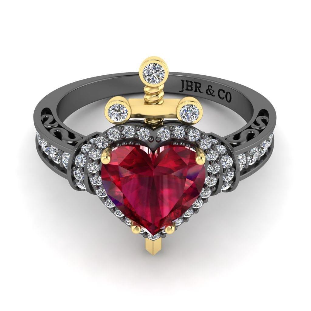JBR Two Tone Dagger Heart Cut Sterling Silver Ring - JBR Jeweler