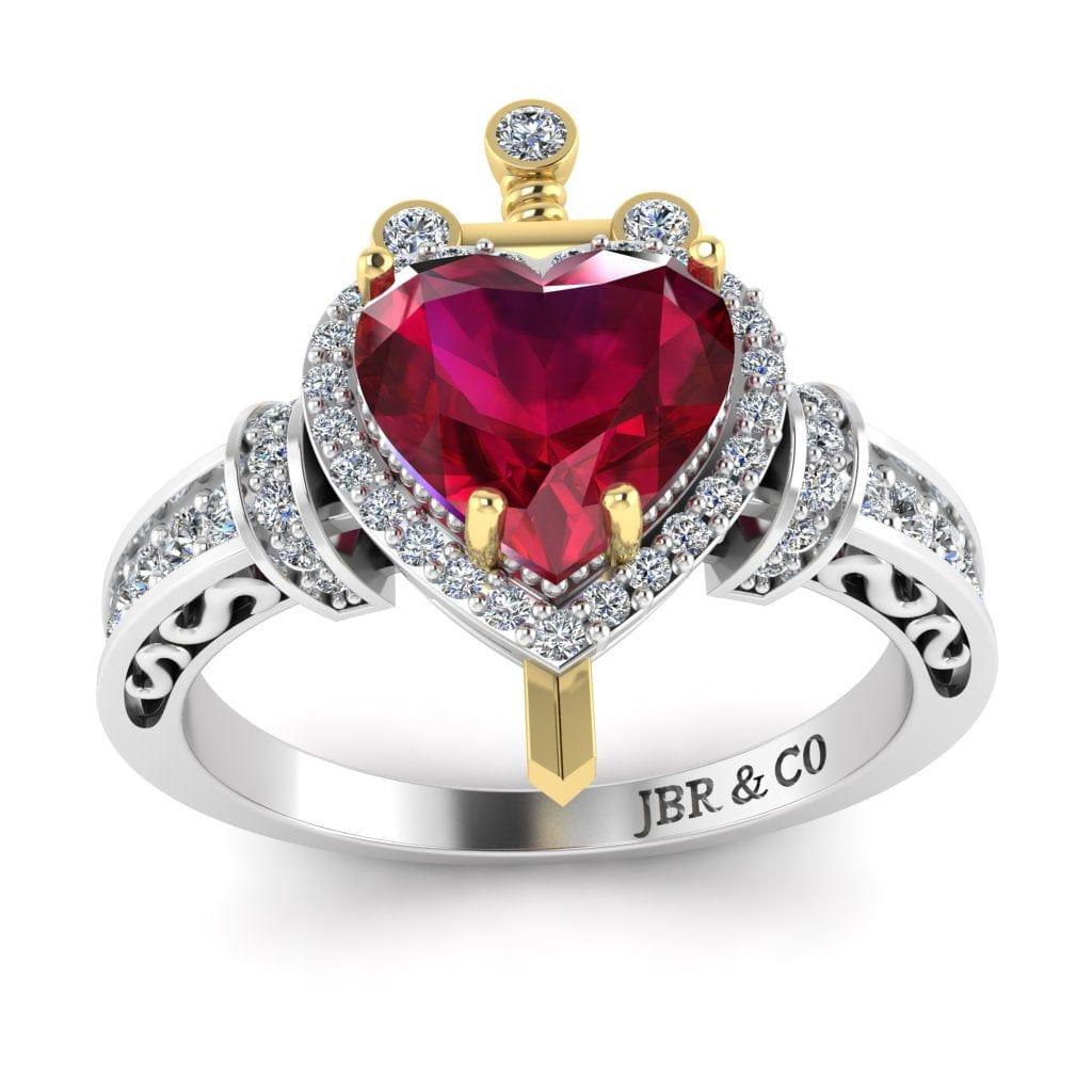 JBR Jeweler Silver Ring JBR Two Tone Dagger Heart Cut Sterling Silver Ring