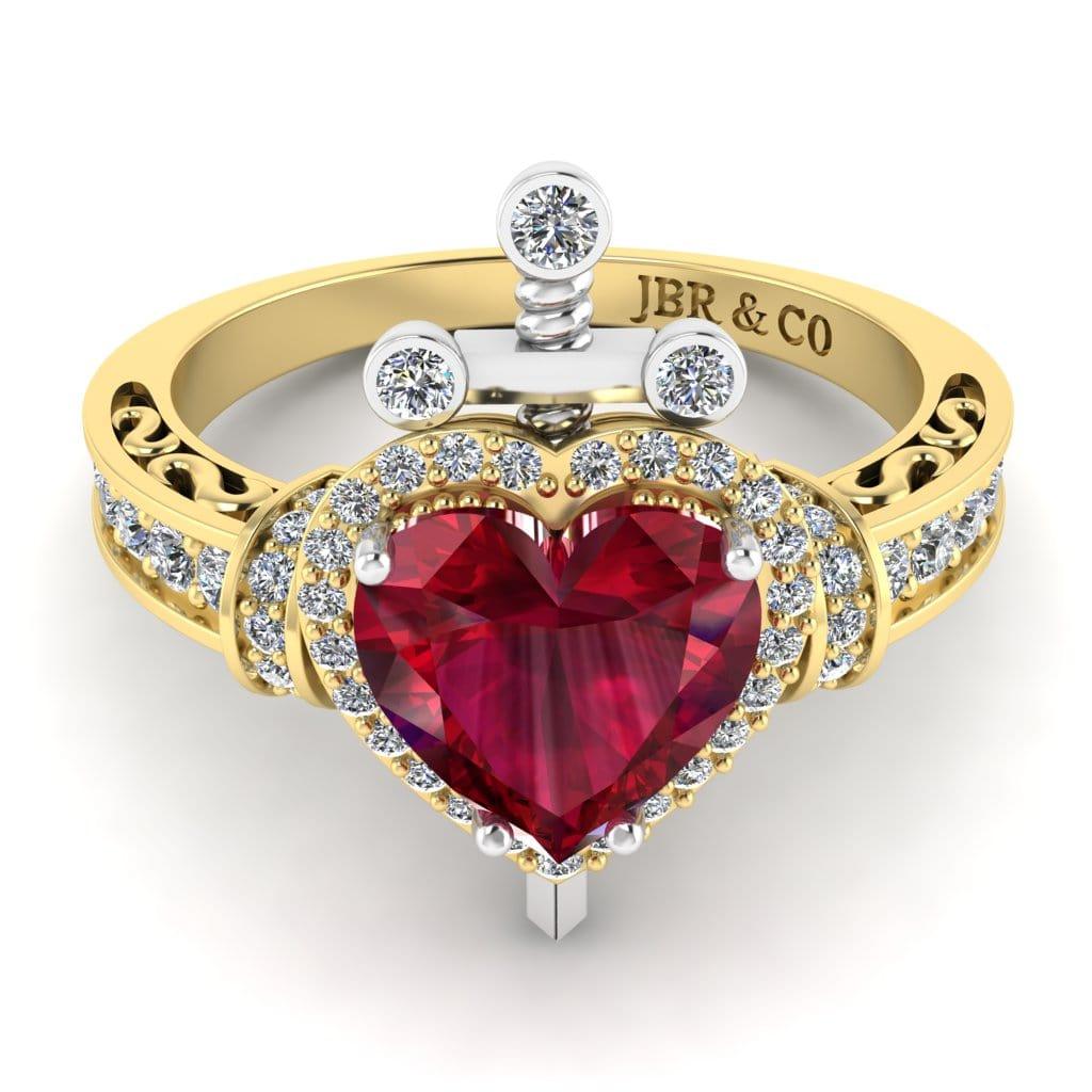 JBR Jeweler Silver Ring JBR Two Tone Dagger Heart Cut Sterling Silver Ring