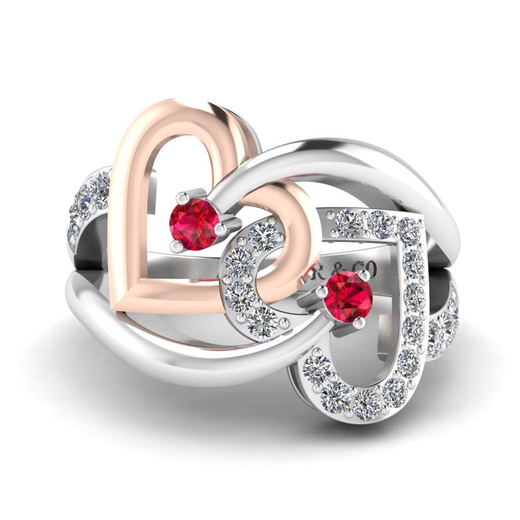 JBR Two Tone Double Heart Sterling Silver Ring For Women - JBR Jeweler