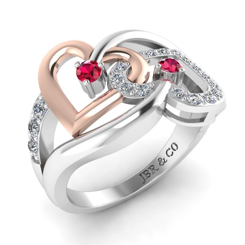 JBR Two Tone Double Heart Sterling Silver Ring For Women - JBR Jeweler