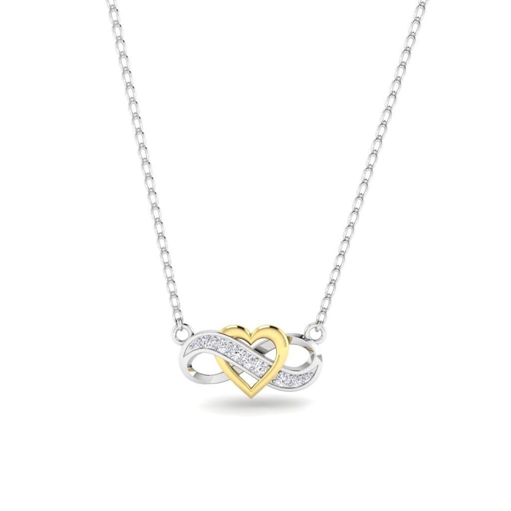 JBR Jeweler Silver Necklaces 14 / Silver JBR Two Tone Heart Infinity Sterling Silver Necklace Pendate