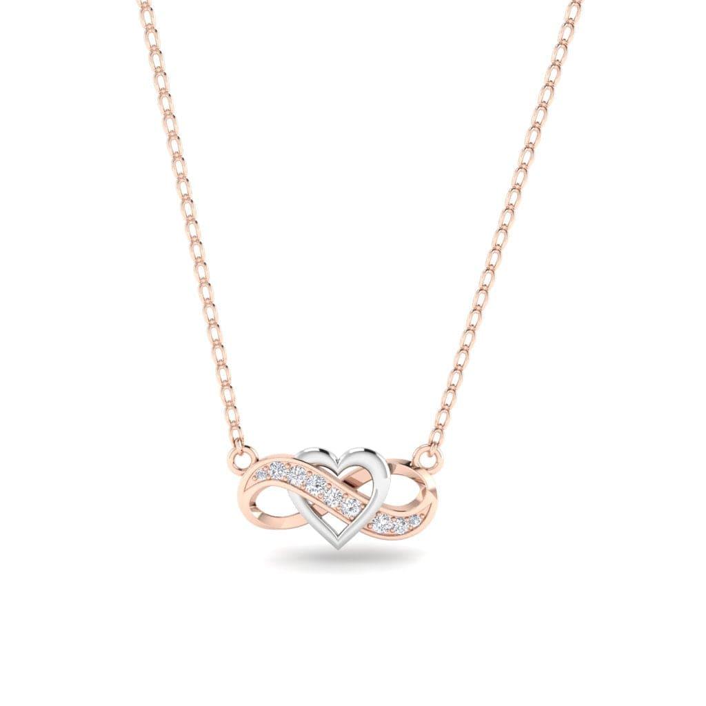 JBR Jeweler Silver Necklaces 14 / Silver Rose Gold Plated JBR Two Tone Heart Infinity Sterling Silver Necklace Pendate