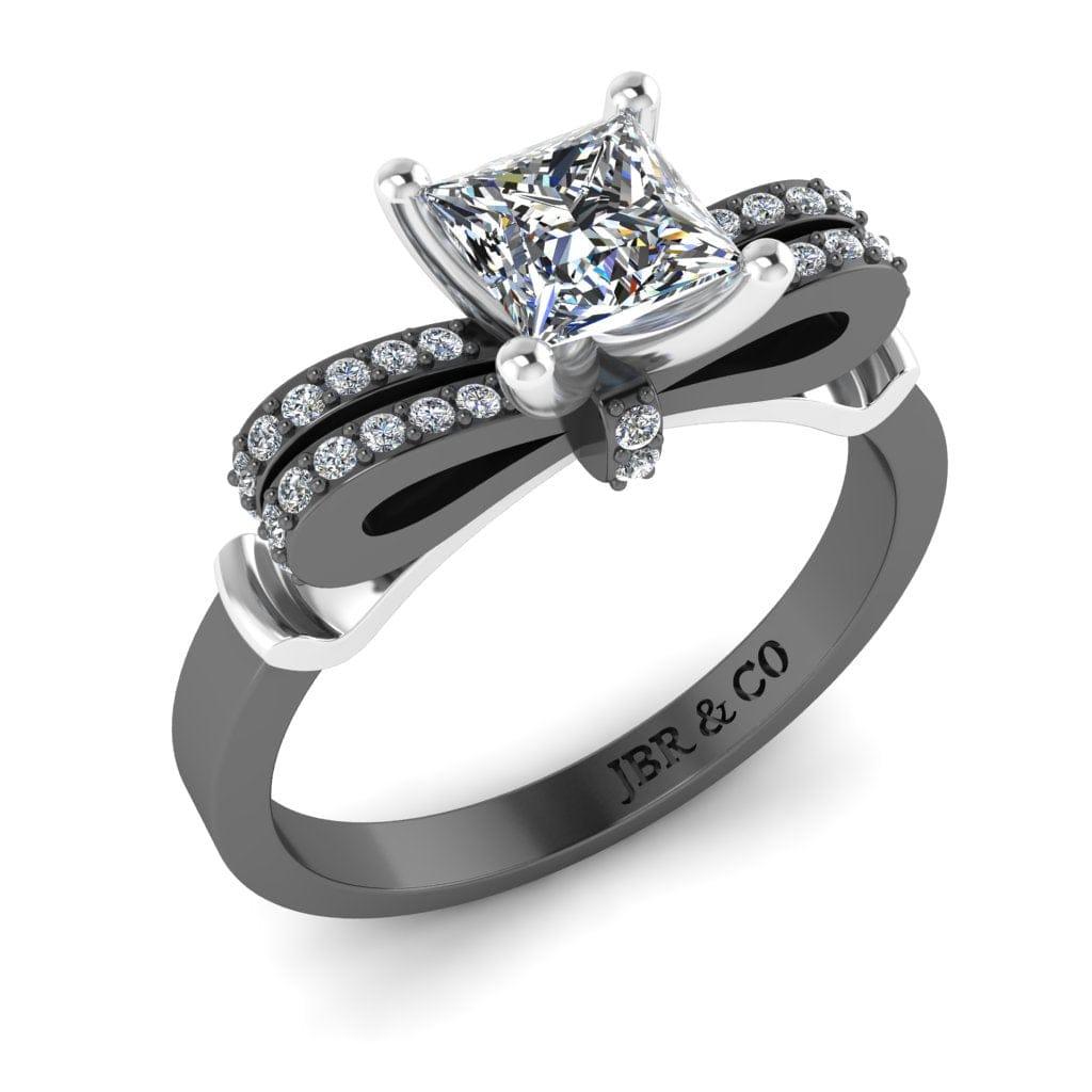 JBR Two Tone Knot Design Princess Cut Sterling Silver Ring - JBR Jeweler