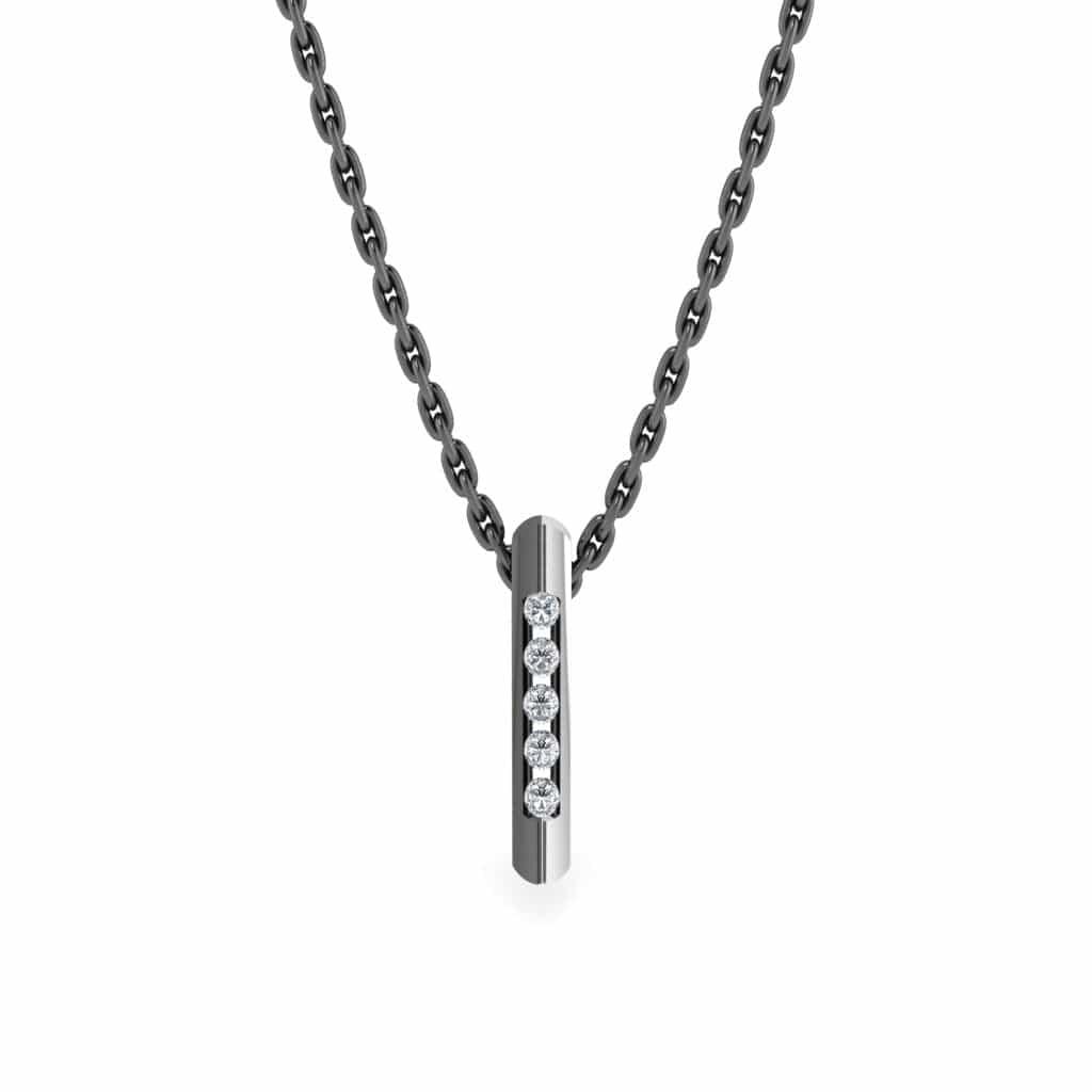 JBR Two Tone Long Bar Design Pendant Sterling Silver Necklace - JBR Jeweler