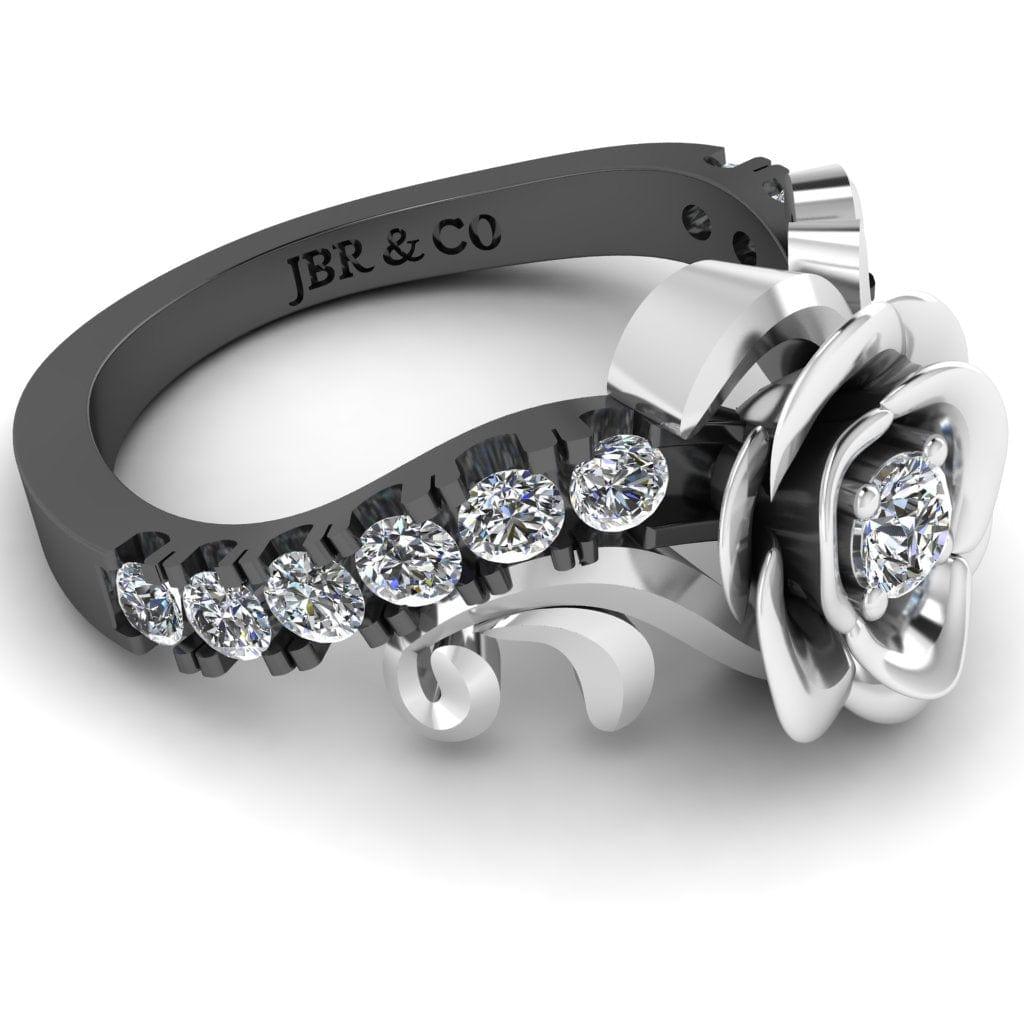 JBR Jeweler Silver Ring JBR Two Tone Rose Pave Set Round Cut Sterling Silver Ring