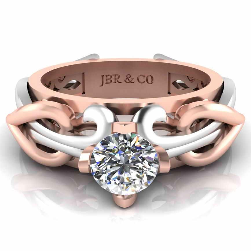 JBR Unique Entwined Design Sterling Silver Solitaire Ring - JBR Jeweler