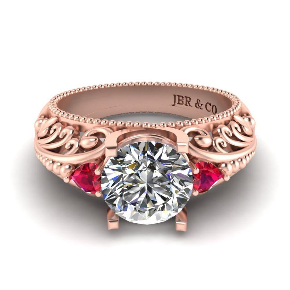 JBR Jeweler Silver Ring 3 / Silver Rose Gold Plated JBR Vintage Art Deco Round Cut Sterling Silver Ring