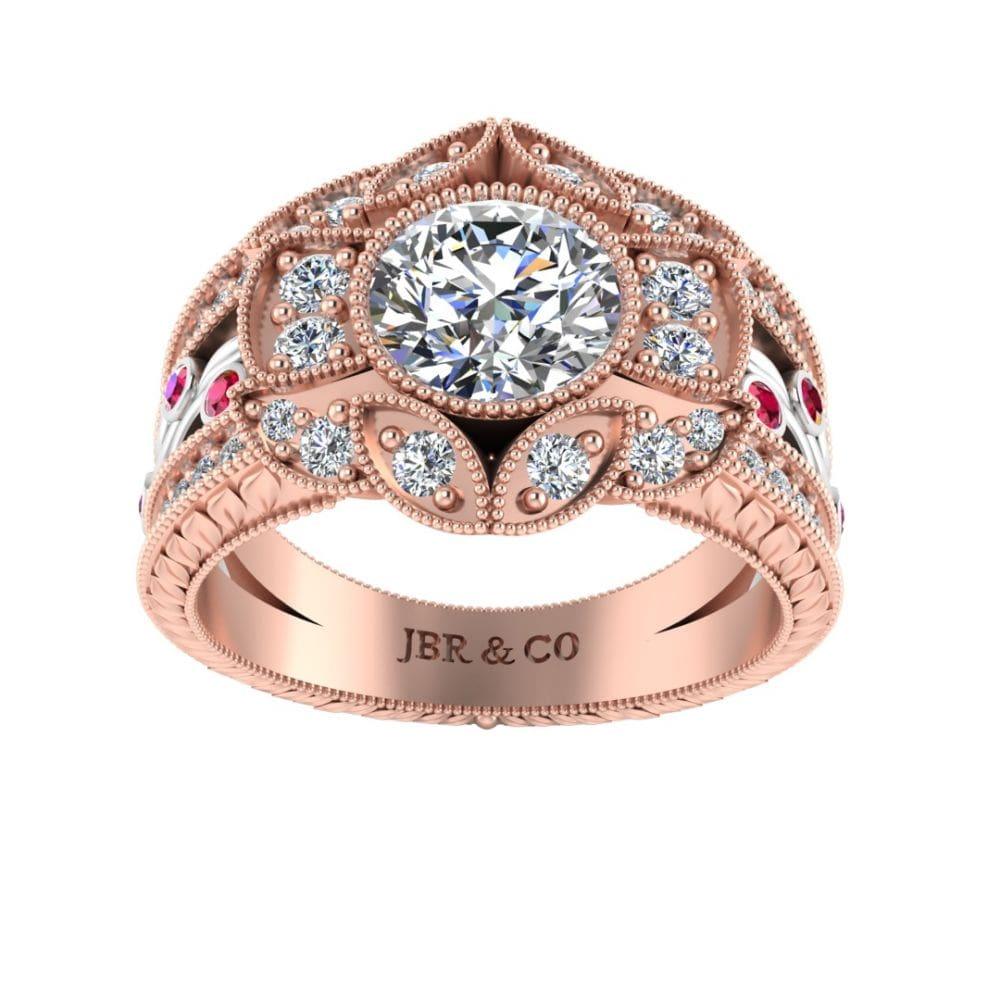 JBR Vintage Floral Style Two Tone S925 Engagement Ring - JBR Jeweler