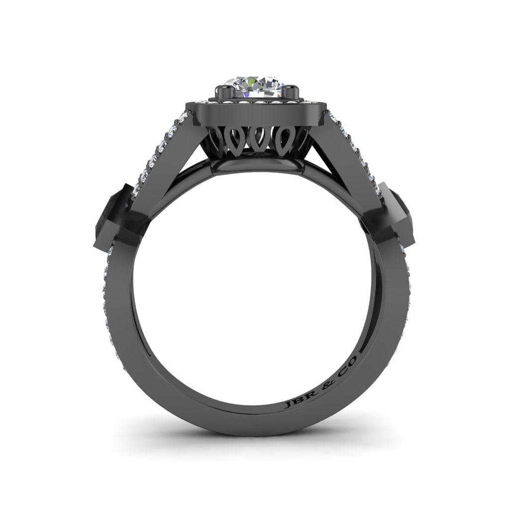 JBR Vintage Halo Round Cut Sterling Silver Wedding Ring - JBR Jeweler