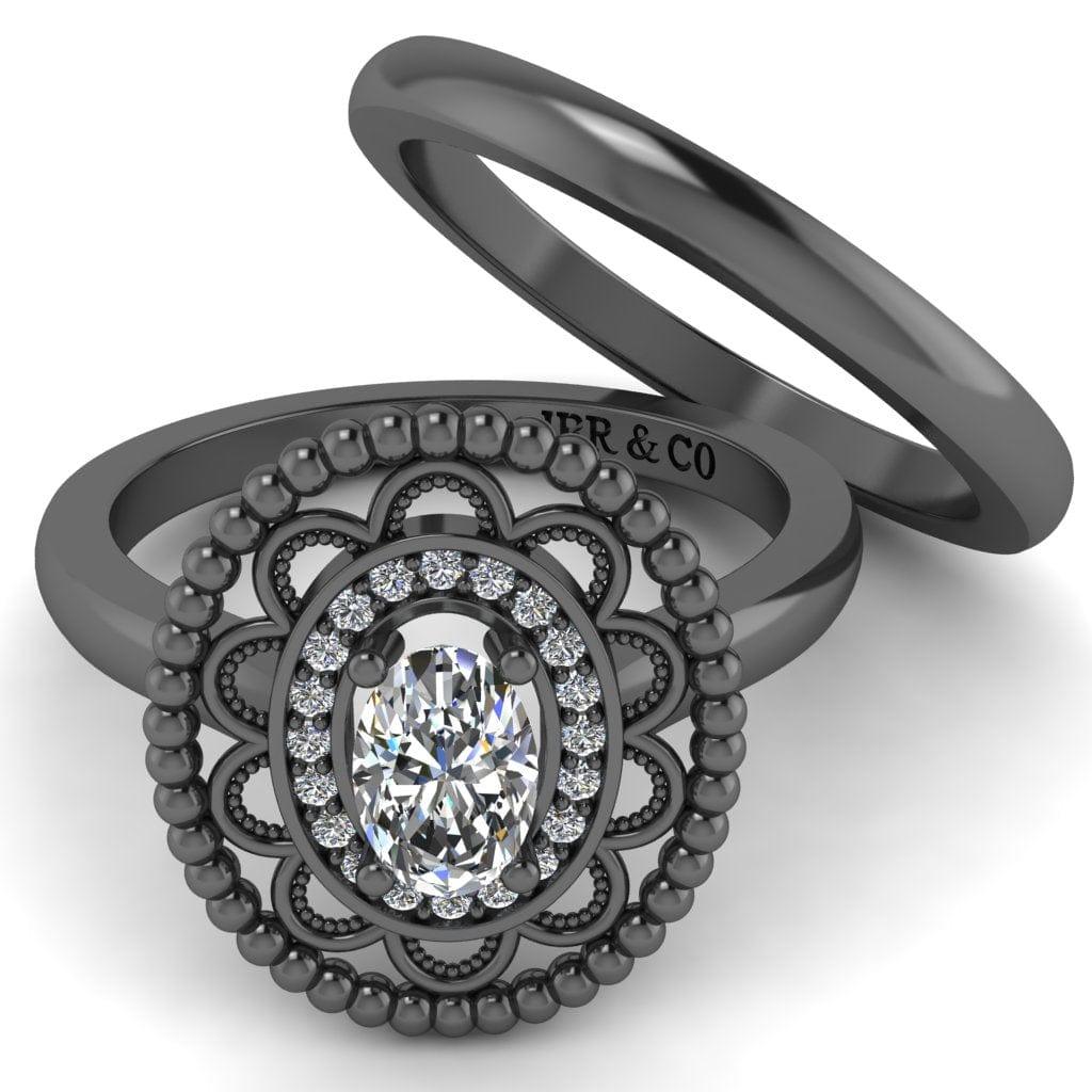 JBR Vintage Inspired Oval Cut Sterling Silver Ring Set - JBR Jeweler