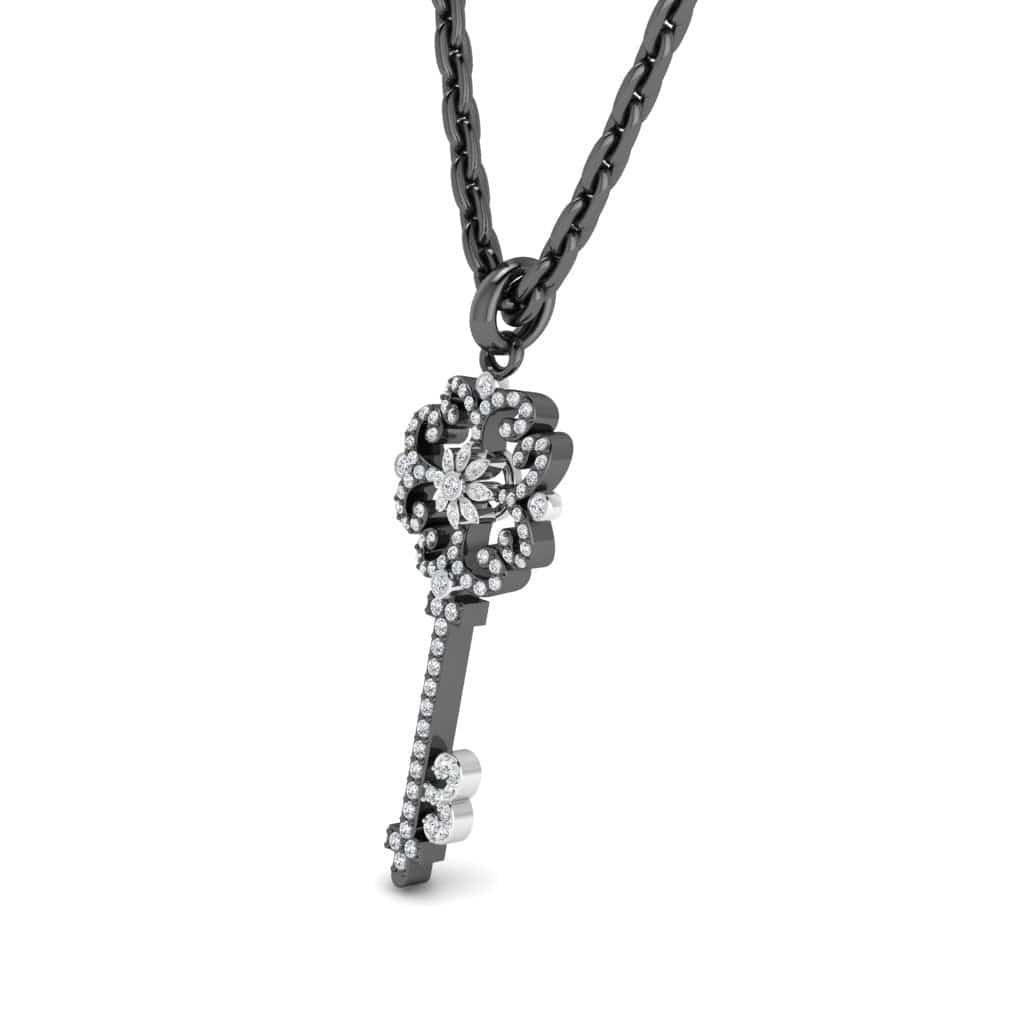 JBR Jeweler Silver Necklaces JBR Vintage Key Round Cut Sterling Silver Pendate Necklace