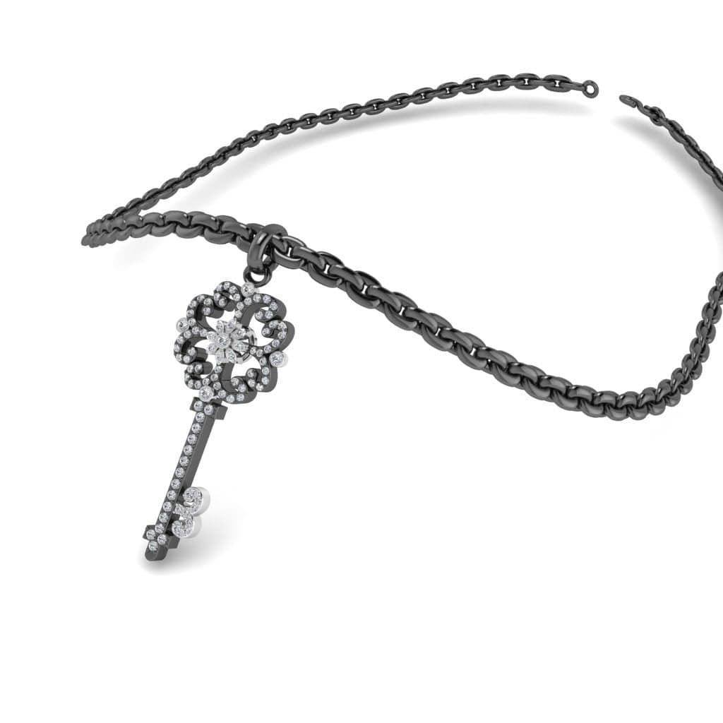 JBR Jeweler Silver Necklaces JBR Vintage Key Round Cut Sterling Silver Pendate Necklace