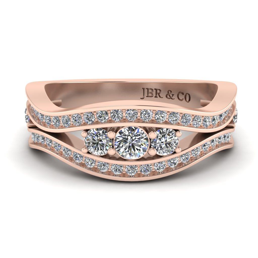 JBR Jeweler Silver Ring 3 / Silver Rose Gold Plated JBR Waves Energy Round Cut Sterling Silver Wedding Band