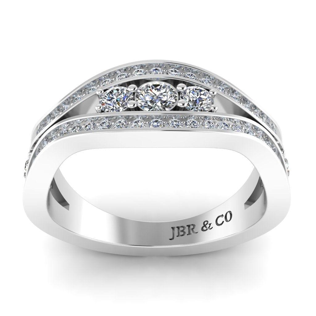 JBR Jeweler Silver Ring JBR Waves Energy Round Cut Sterling Silver Wedding Band