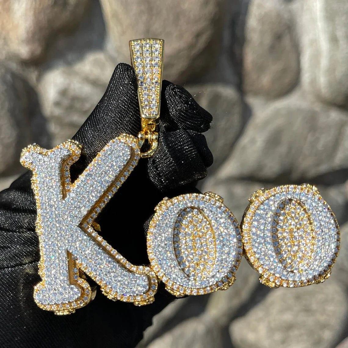 JBR Jeweler iced out pendant KOO Custom Letter Moissanite Hip Hop Charm Pendant Iced Out Moissanite Pendant