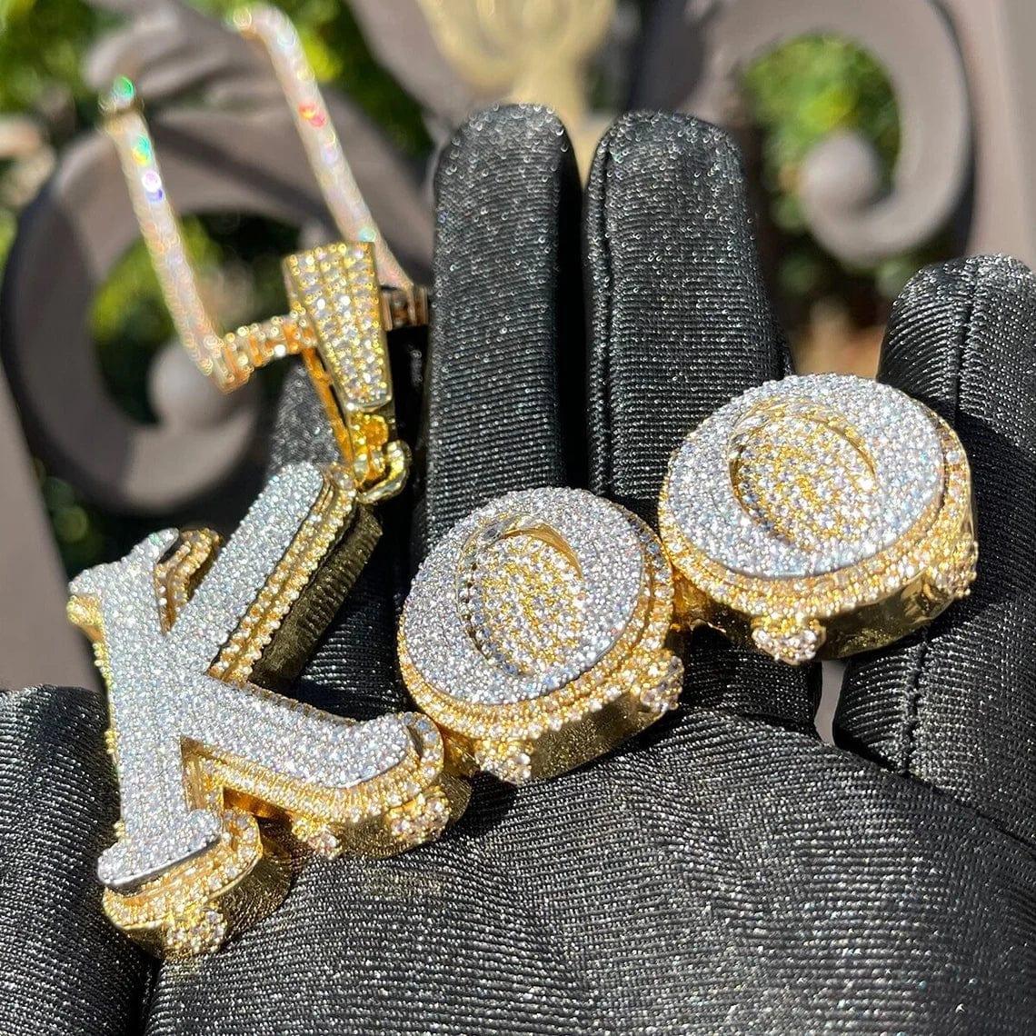 KOO Custom Letter Moissanite Hip Hop Charm Pendant Iced Out Moissanite Pendant - JBR Jeweler