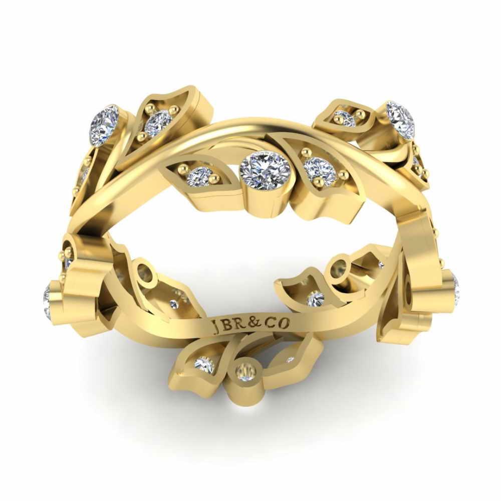 Leaf Design Round Cut Stackable Ring For Women - JBR Jeweler