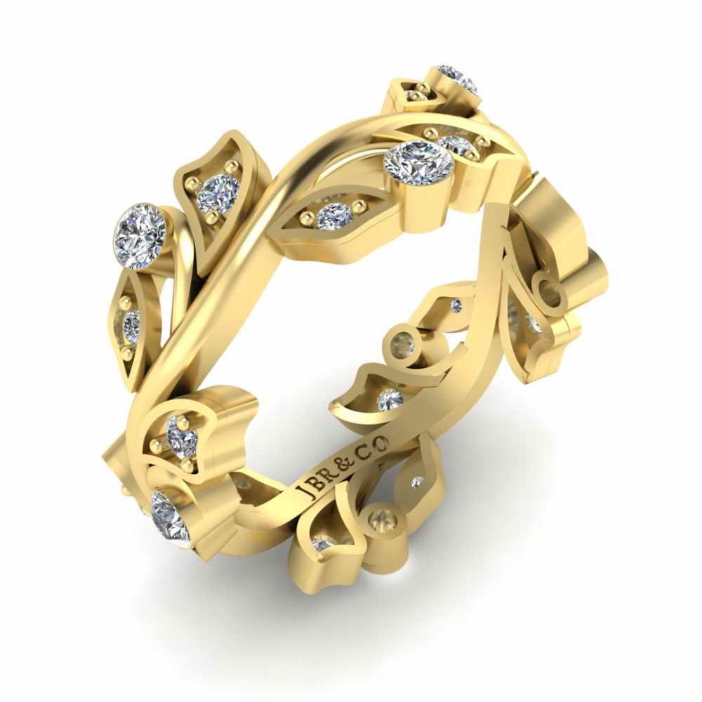 Leaf Design Round Cut Stackable Ring For Women - JBR Jeweler