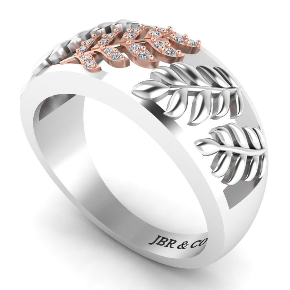 Leaf Pattern Round Cut S925 Wedding Ring - JBR Jeweler