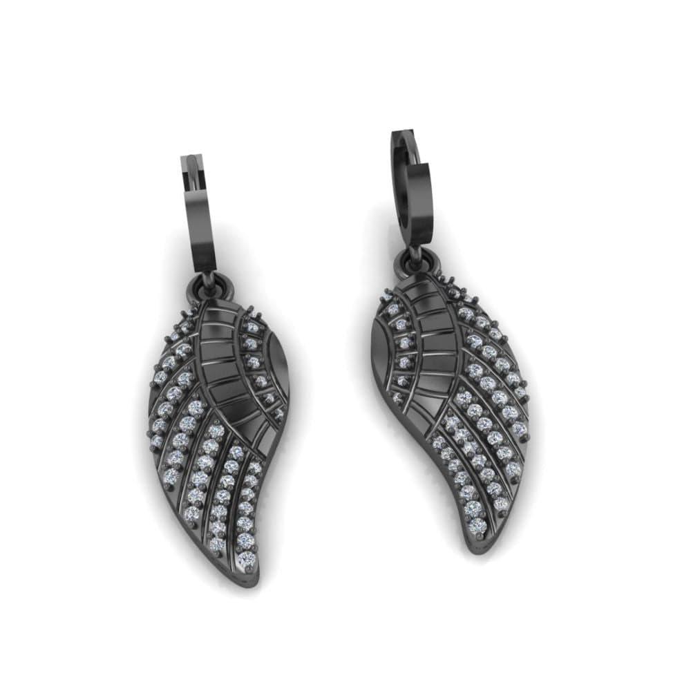 Leaf Pattern Round Cut Sterling Silver Earrings - JBR Jeweler