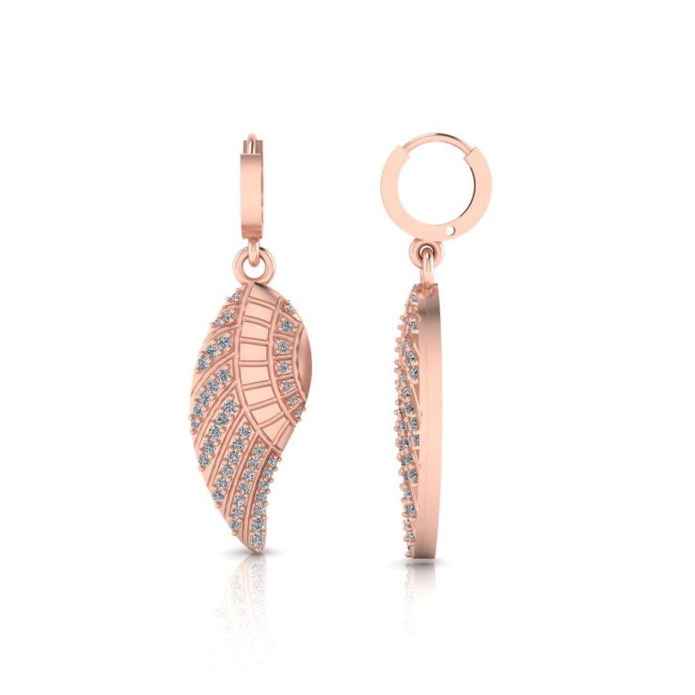 Leaf Pattern Round Cut Sterling Silver Earrings - JBR Jeweler
