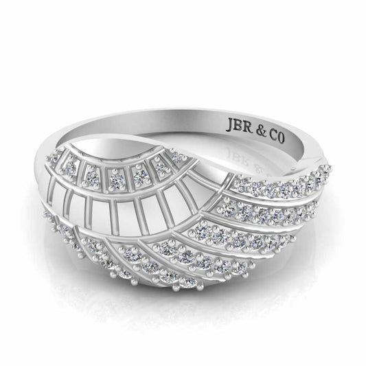 Leaf Pattern Round Cut Sterling silver Ring - JBR Jeweler