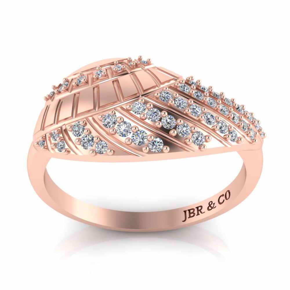 JBR Jeweler Silver Ring Leaf Pattern Round Cut Sterling silver Ring