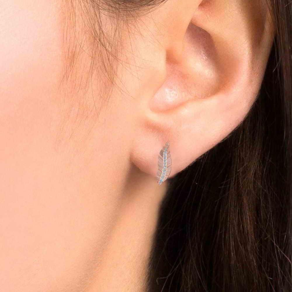 Leaf Simulant Pattern Stud Earrings in Sterling Silver - JBR Jeweler