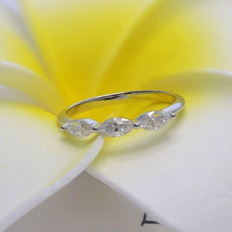 Marquise Cut Lab Grown-CVD Diamond Wedding Ring-Band - JBR Jeweler