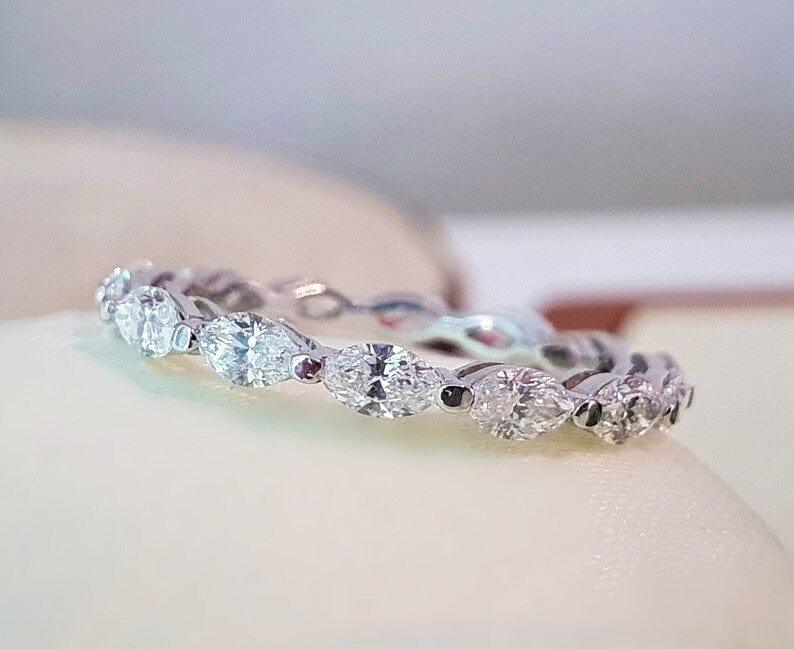 Marquise Cut Lab-Grown Diamond Full Eternity Stackable Wedding Band Ring - JBR Jeweler