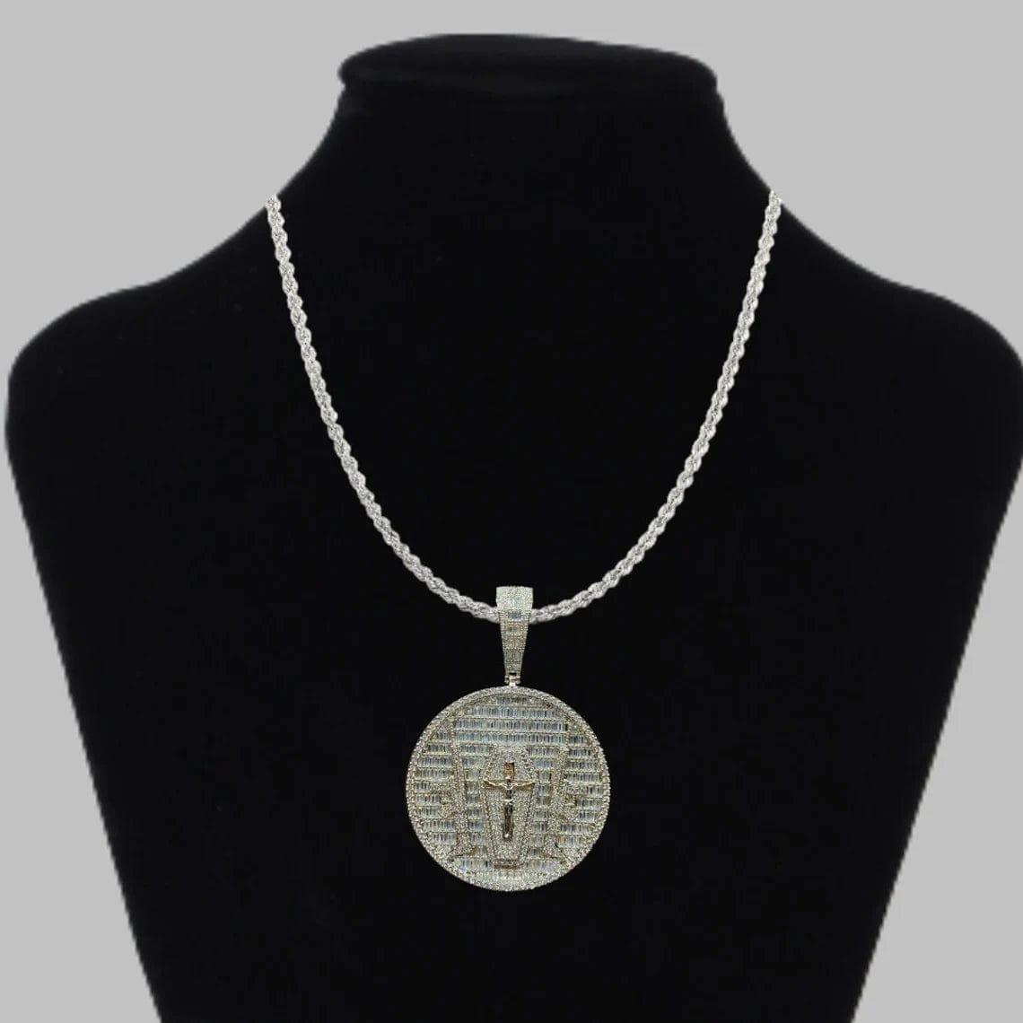 Medallion Moissanite Baguette & Round Diamond Iced Out Pendant - JBR Jeweler