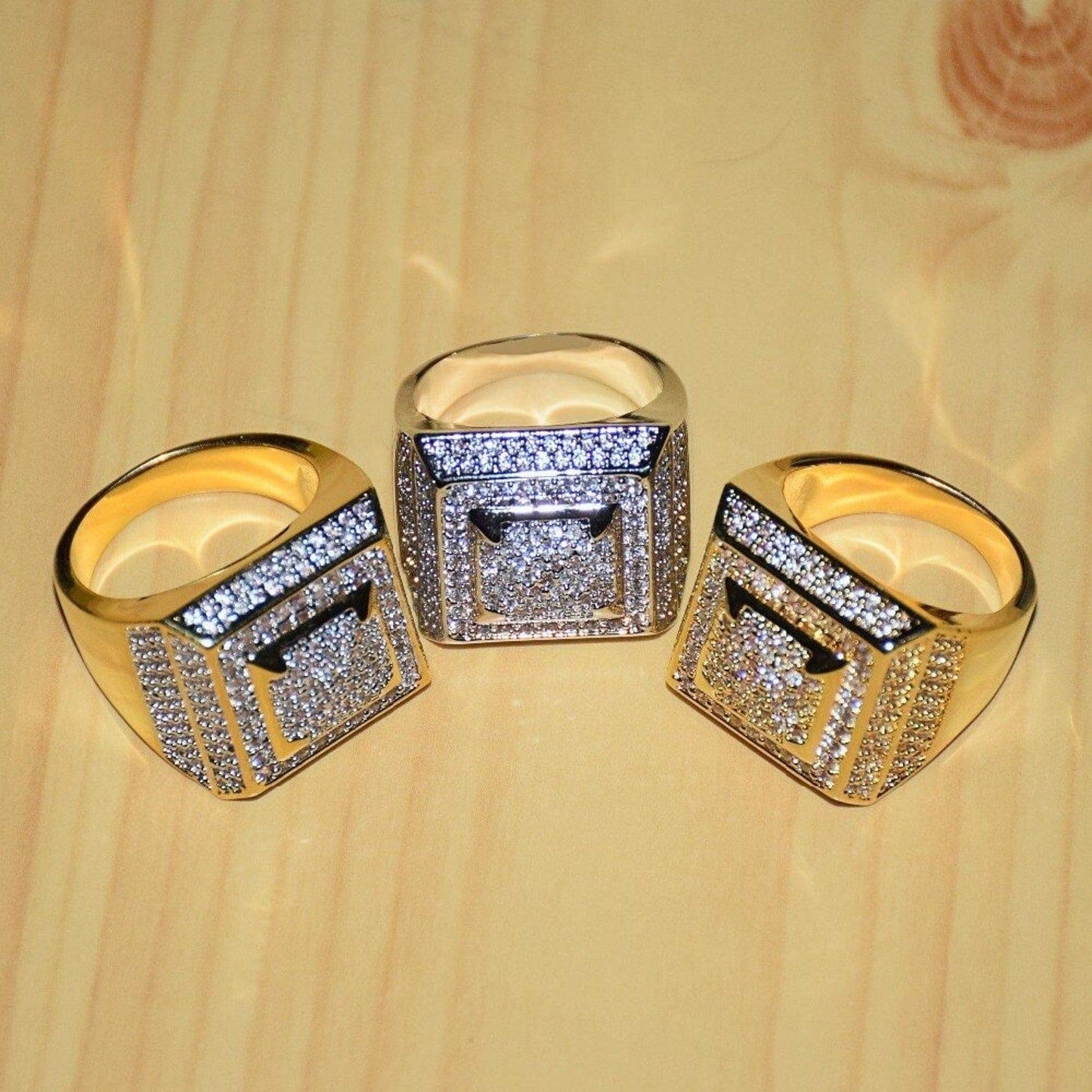 Men's Full Moissanite Diamond Front Pyramid Style Iced Out Hip Hop Ring - JBR Jeweler