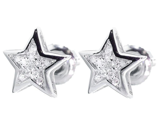 JBR Jeweler Silver Earring Moissanite Diamond Sterling Silver Stud STAR Diamond Earring,For Women, Anniversary Gift For Her