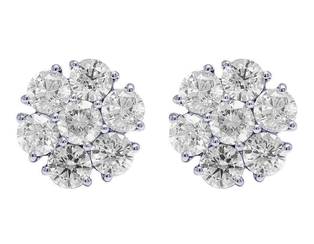 Moissanite Round Diamond Sterling Silver Stud Cluster Diamond Earring For Women, Anniversary Gift For Her - JBR Jeweler