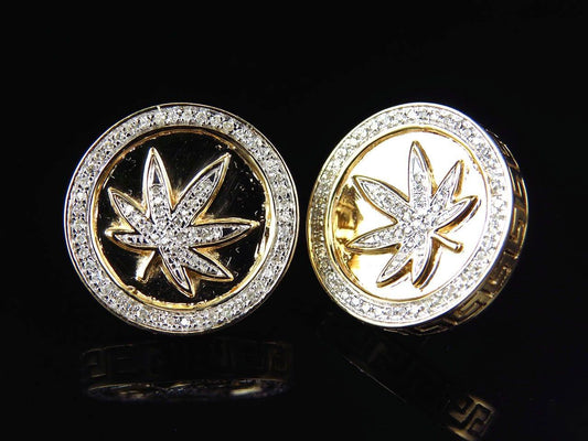 JBR Jeweler Silver Earring Moissanite Round Diamond Sterling Silver Stud LEAVES Diamond Earring, For Women, Anniversary Gift For Her