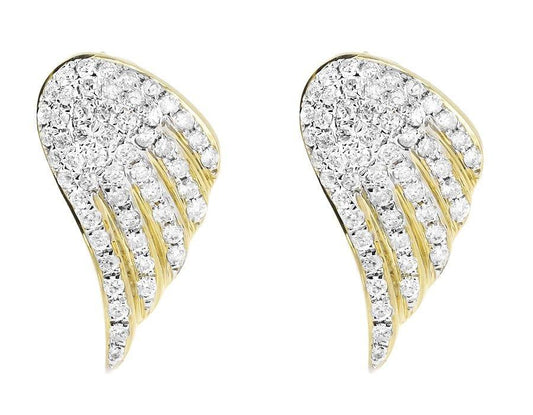 JBR Jeweler Silver Earring Moissanite Round Diamond Sterling Silver Stud WINGS Diamond Earring, For Women, Anniversary Gift For Her
