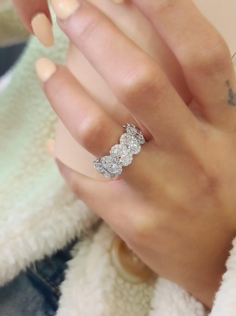 Oval Cut Halo Lab-Grown Diamond Full Eternity wedding Band Ring - JBR Jeweler
