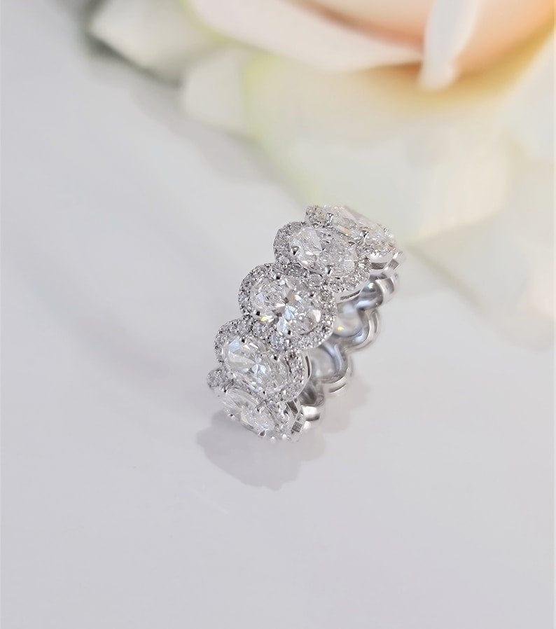 Oval Cut Halo Lab-Grown Diamond Full Eternity wedding Band Ring - JBR Jeweler