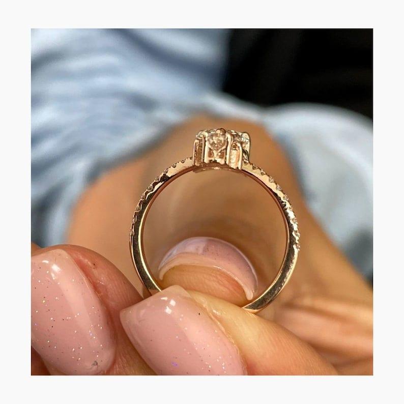 Pear Cut Lab Grown-CVD Diamond V Band Engagement Wedding Ring - JBR Jeweler