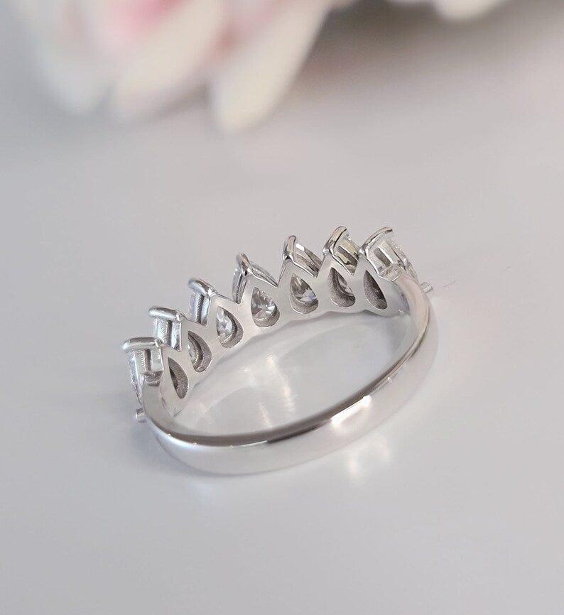 Pear Cut Lab-Grown Diamond Half Eternity Wedding Band Ring - JBR Jeweler
