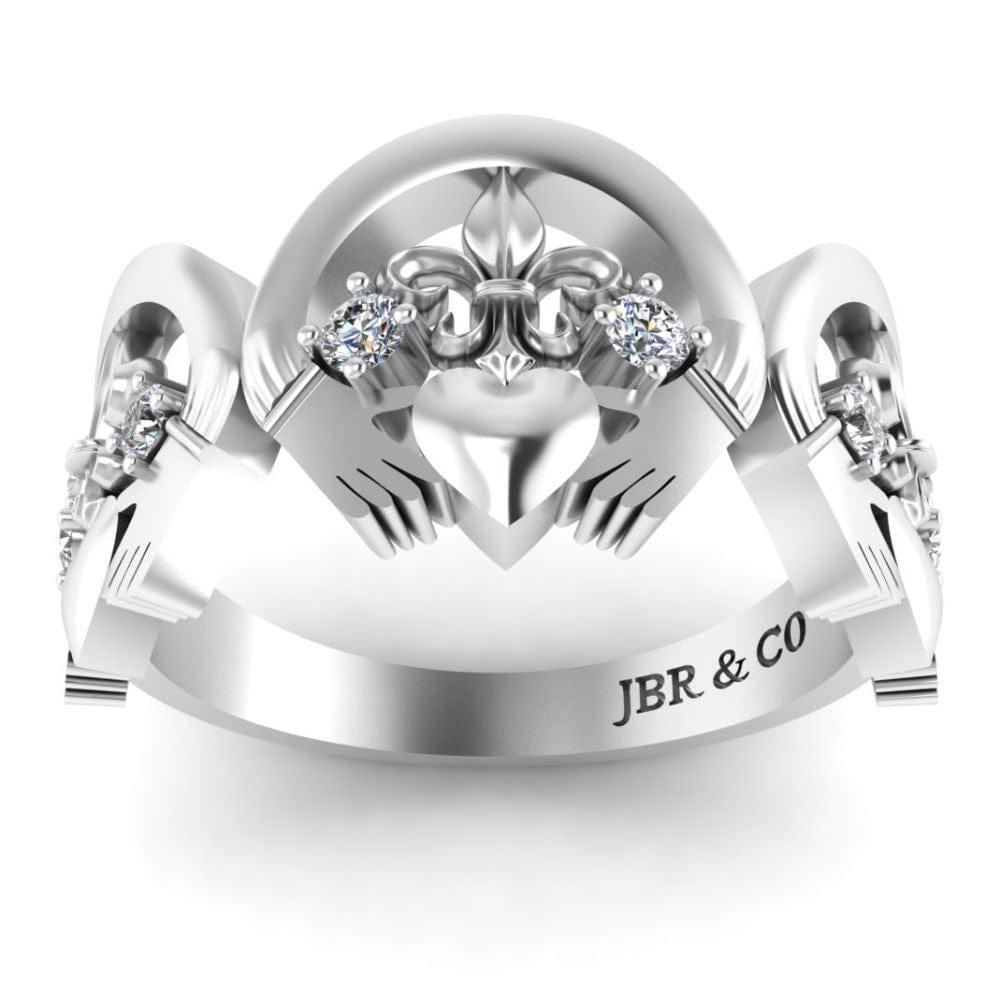 JBR Jeweler Silver Ring 3 / Silver Polished Three Heart Sterling Silver Claddagh Ring