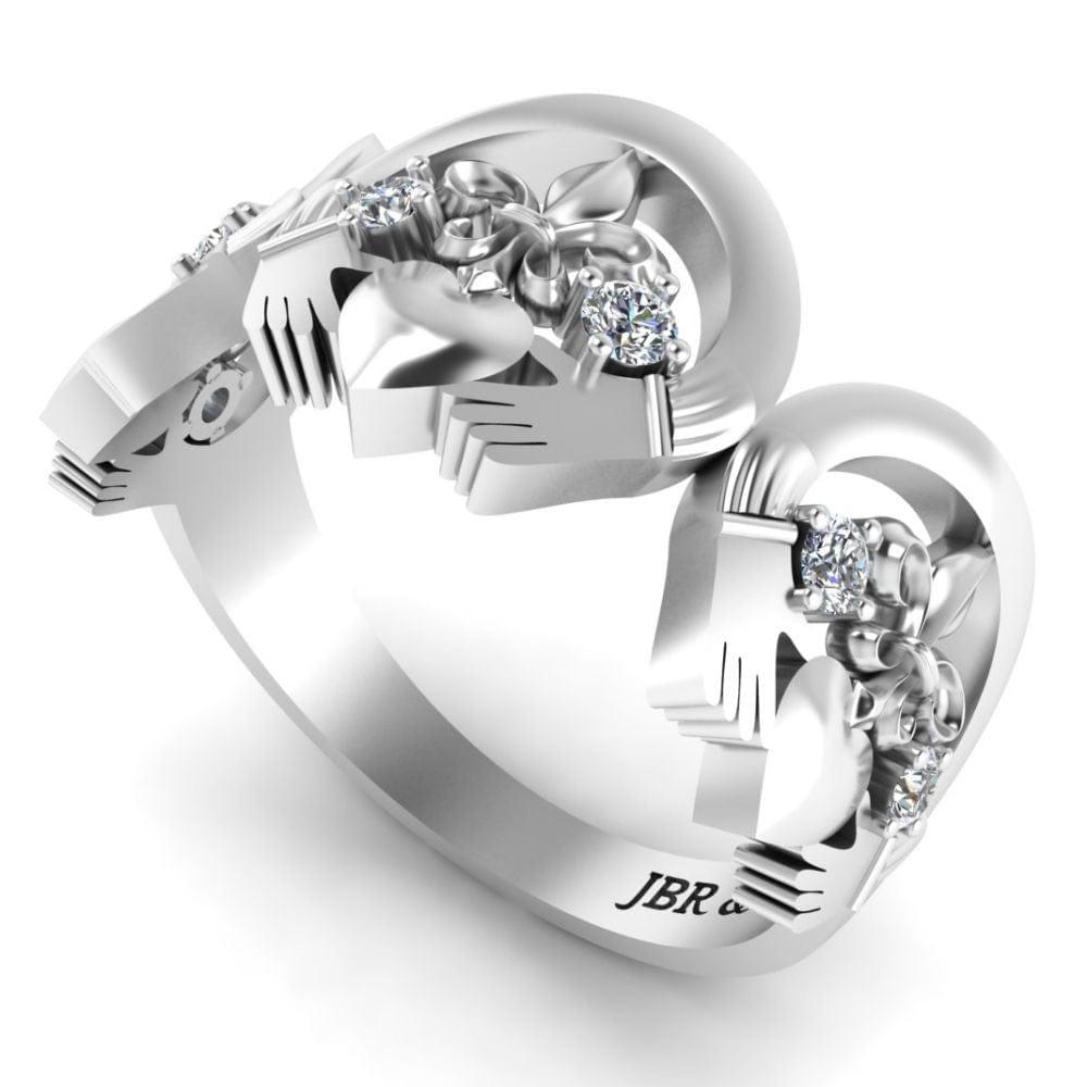 JBR Jeweler Silver Ring Polished Three Heart Sterling Silver Claddagh Ring