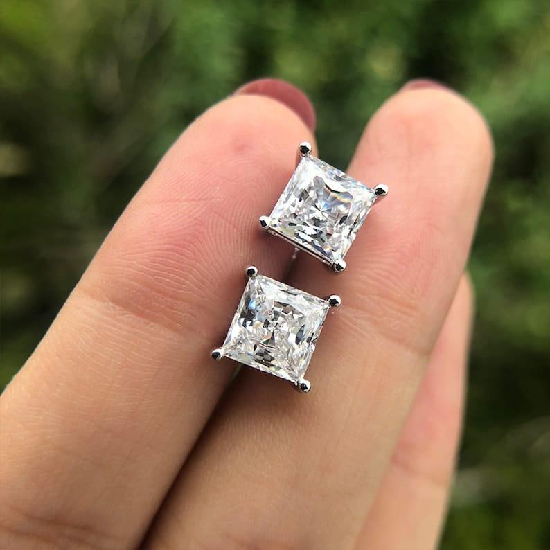 JBR Jeweler Lab Grown earring Princess Cut Lab Grown Diamond Screw Back Earring