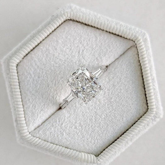 Radiant Cut 3 Stone Baguette Lab-Grown Diamond Engagement Ring - JBR Jeweler