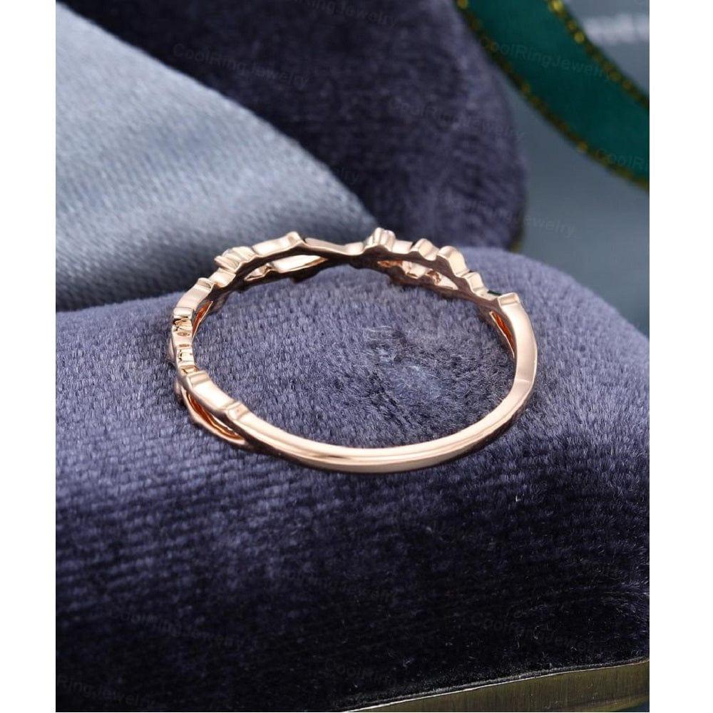 Rose Gold Vintage Round Shaped Stacking Matching Unique Full Eternity Moissanite Wedding Band - JBR Jeweler