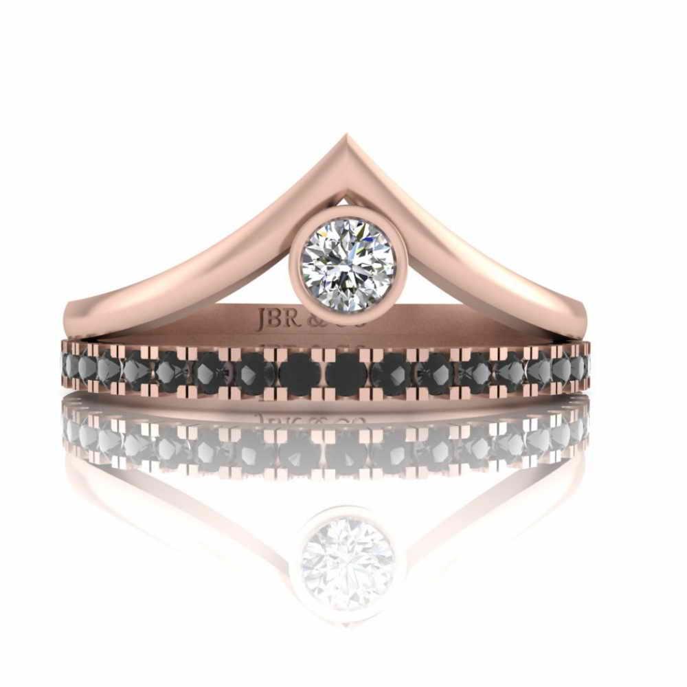 Round Cut Bezel Set V Shape Sterling Silver Ring - JBR Jeweler