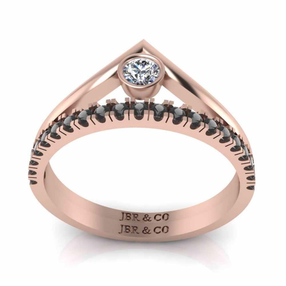 Round Cut Bezel Set V Shape Sterling Silver Ring - JBR Jeweler