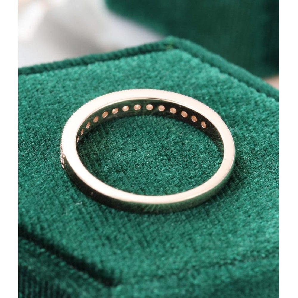 Round Cut Half Eternity Rose Gold Moissanite Wedding Band Gift For Women - JBR Jeweler