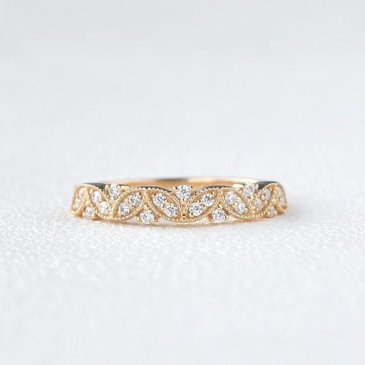 JBR Jeweler Lab Grown Wedding Ring Round Cut Lab Grown-CVD Diamond Floral Vintage Wedding Band Ring